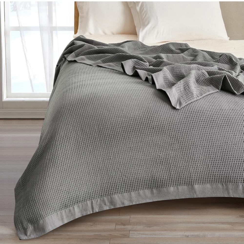 Great Bay Home 100% Cotton Blanket for King Size Bed | Lightweight Breathable